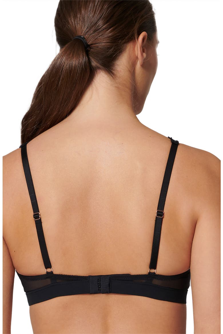 Mystic Underwire Embroidered Plunge Bra, Alternate, color, BLACK