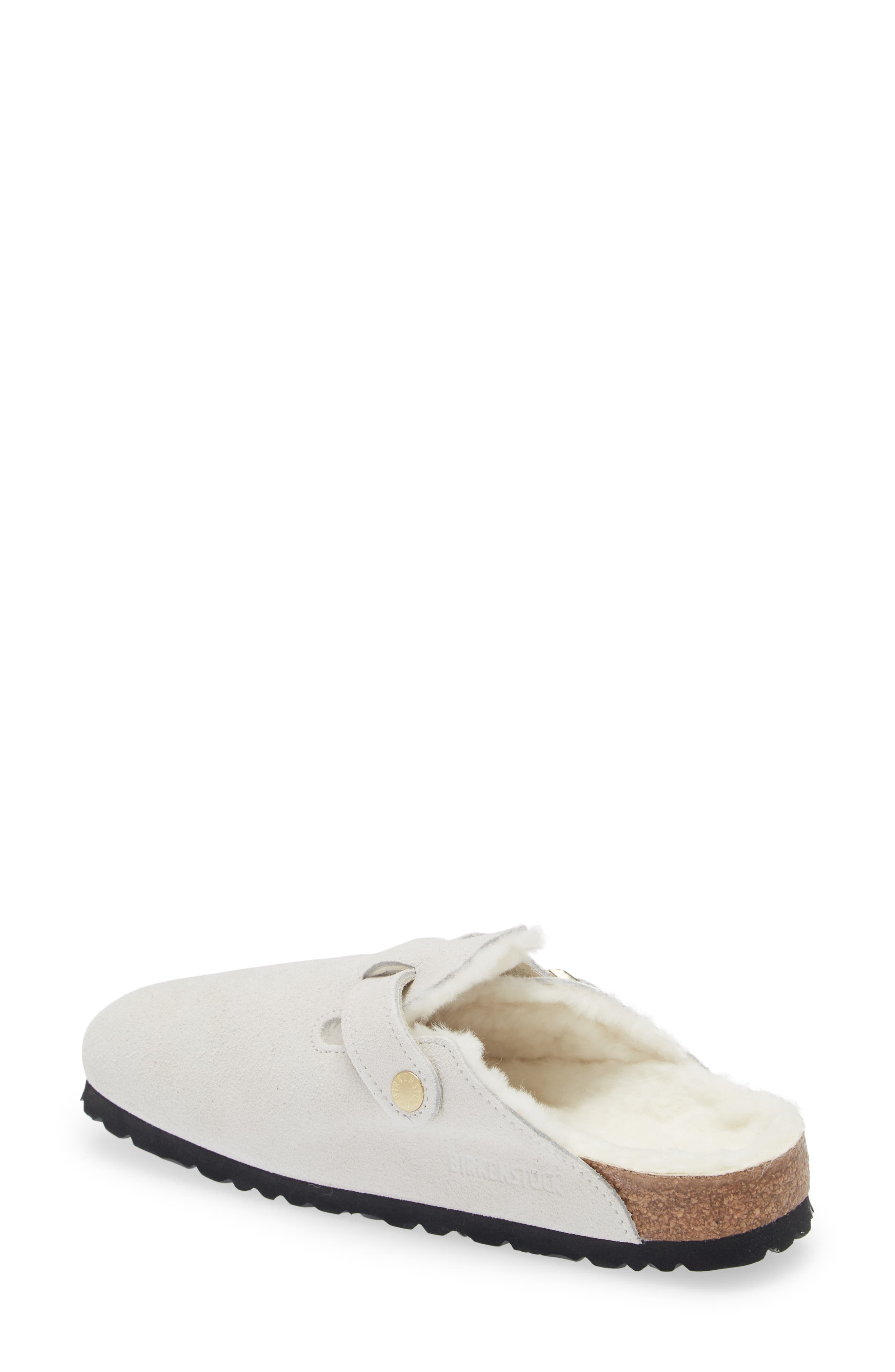 Birkenstock Boston Genuine Shearling Lined Clog, Alternate, color, Antique White/ Antique White