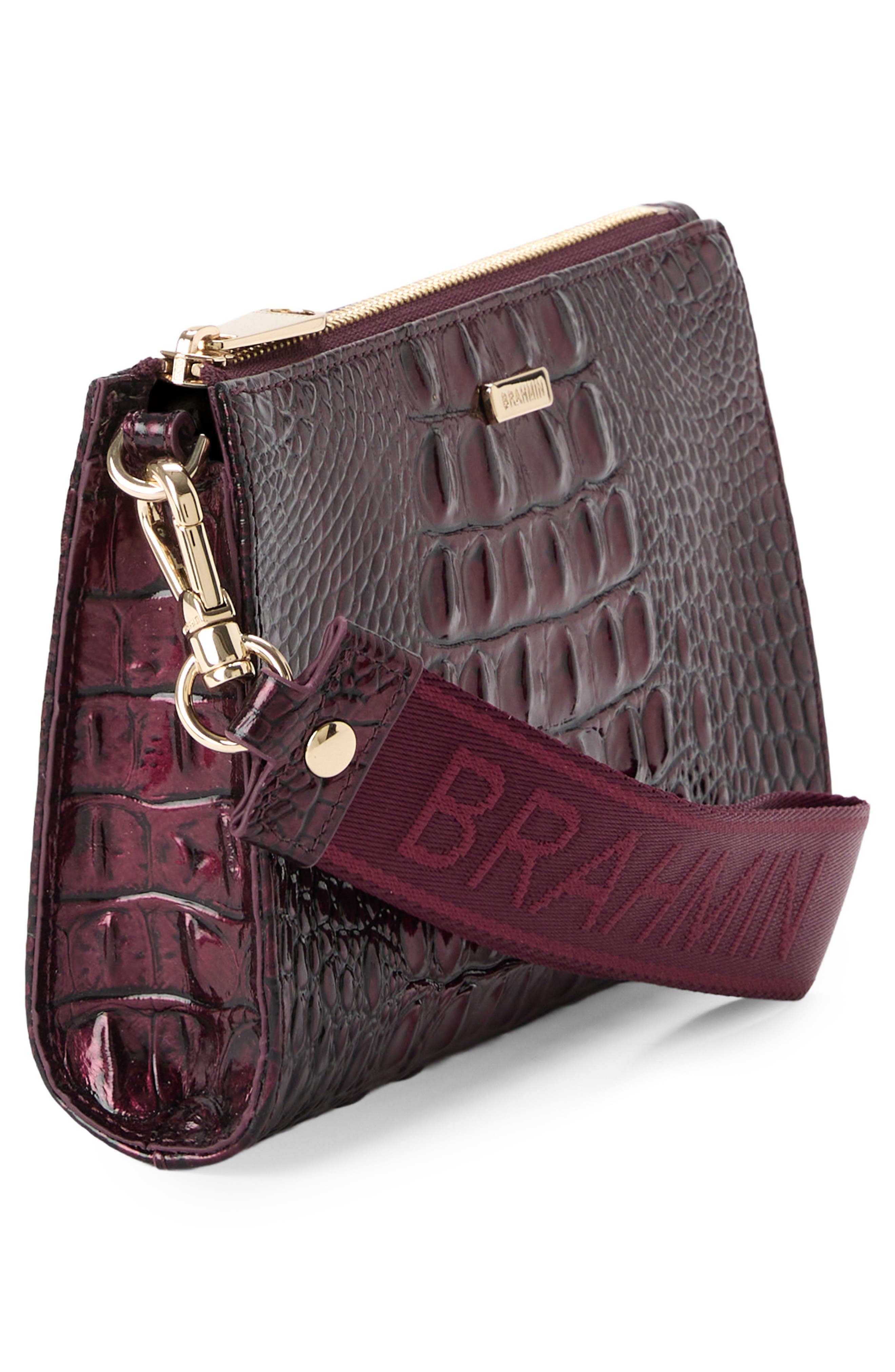 Adia Croc Embossed Leather Wristlet, Alternate, color, OXBLOOD