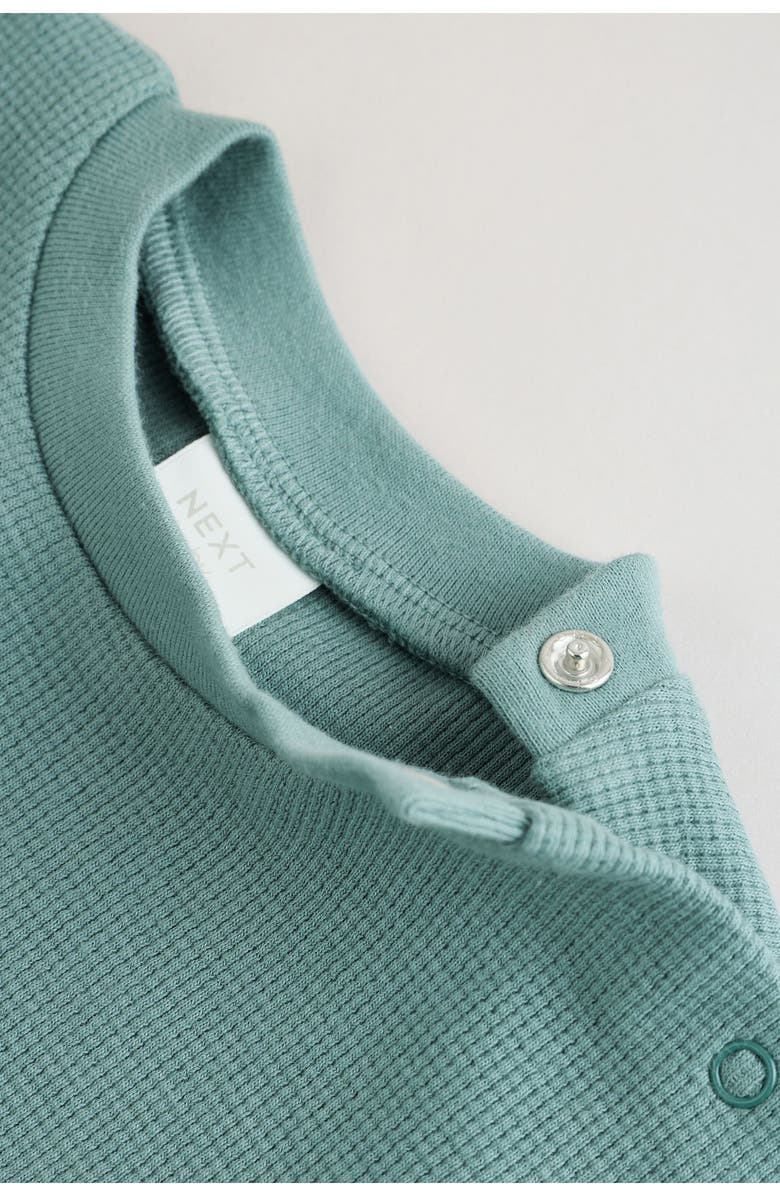 NEXT Waffle Knit Sweatshirt & Shorts Set, Alternate, color, Green