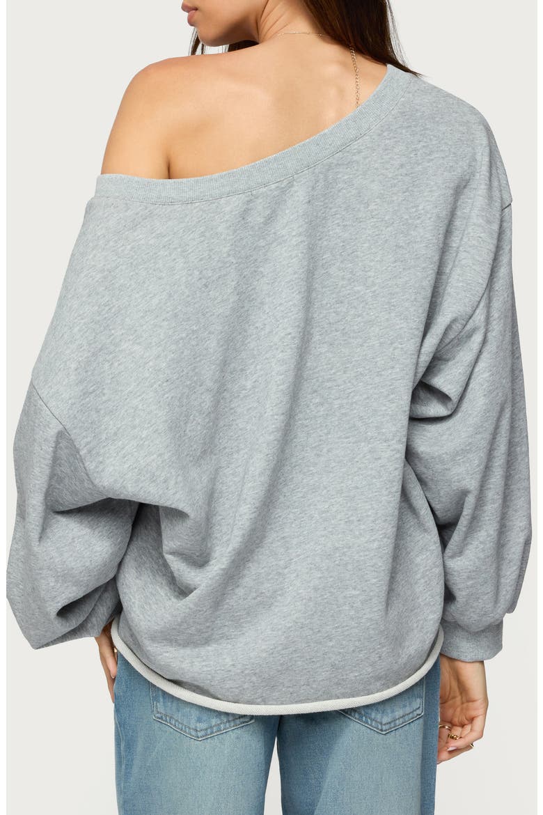 Winfred Oversize One-Shoulder Sweatshirt, Alternate, color, GRAY-MELANGE