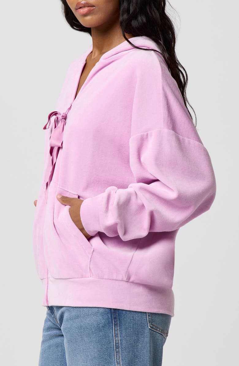 Florence by Mills Velour Bow Hoodie, Alternate, color, Mauve Mist
