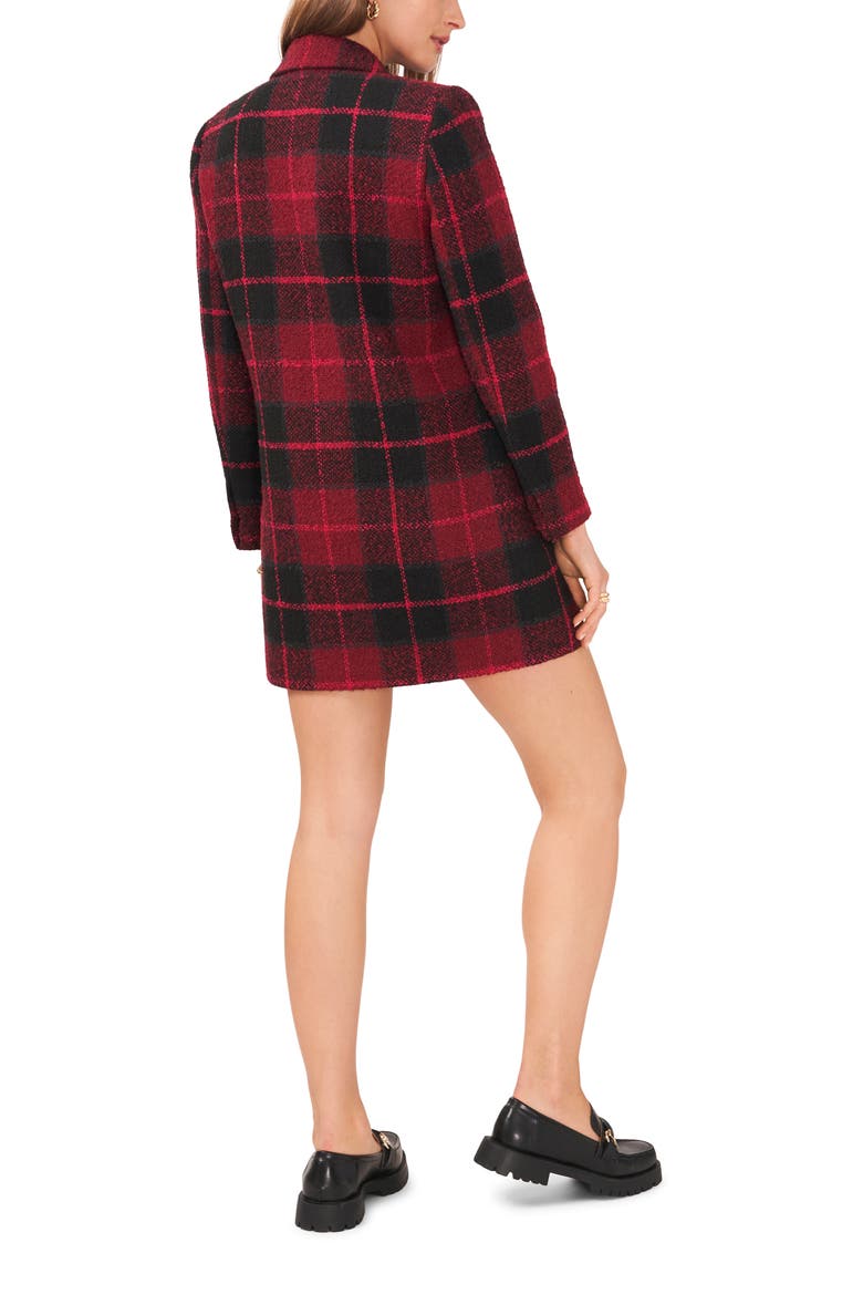 One-Button Plaid Jacket, Alternate, color, BLACK/ FUCHSIA