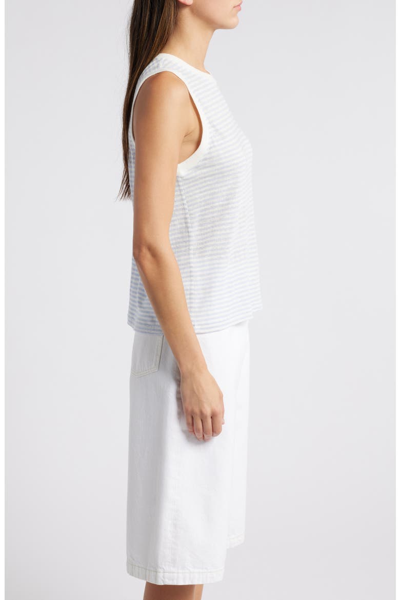 Stripe Organic Linen Muscle T-Shirt, Alternate, color, LIGHT CHAMBRAY MULTI