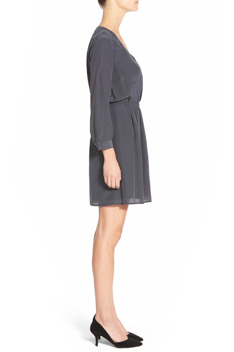 'Kali' Silk Surplice Dress, Alternate, color, STORM BLUE