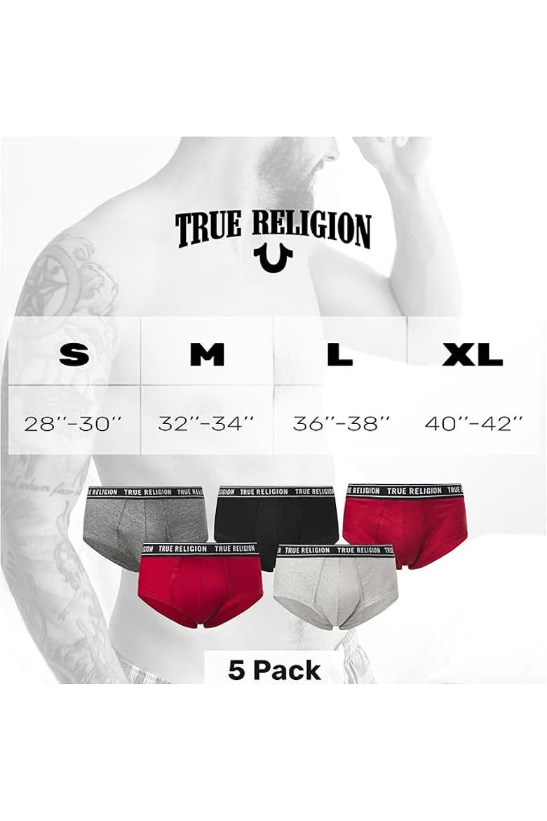Briefs Soft Cotton Underwear Pack of 5, Alternate, color, Red/Black Grey/Charcoal