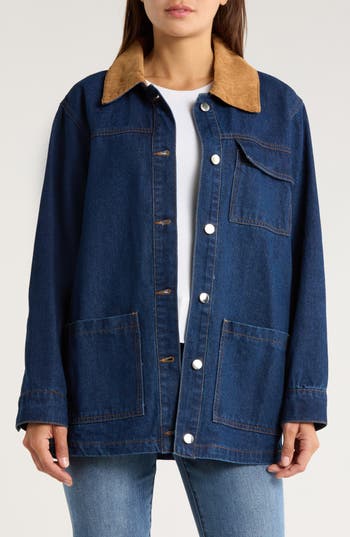 Vigoss Western Denim Jacket In Blue