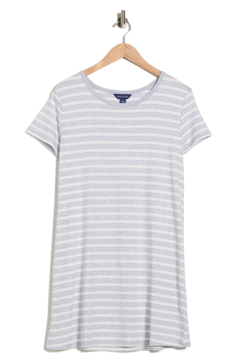 Nautica Longline Sleep Shirt, Alternate, color, Grey Heather