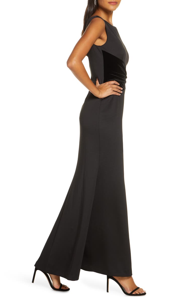 Vince Camuto Velvet Detail Scuba Trumpet Gown, Alternate, color, 