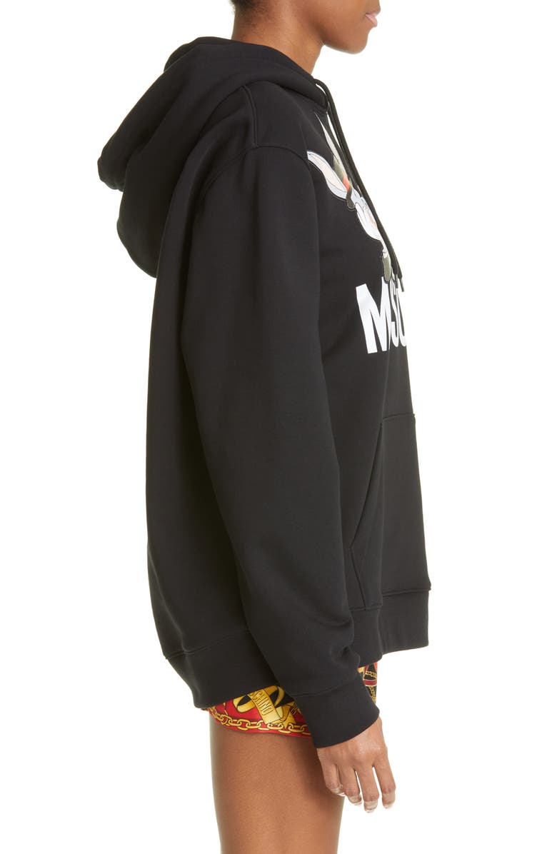 Moschino Bugs Bunny Cotton Graphic Hoodie, Alternate, color,