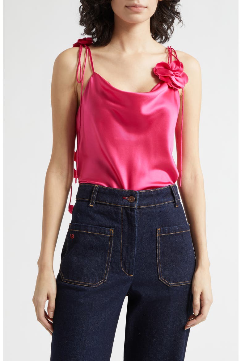 Marta Trailing Flower Silk Camisole, Main, color, BEETROOT PURPLE