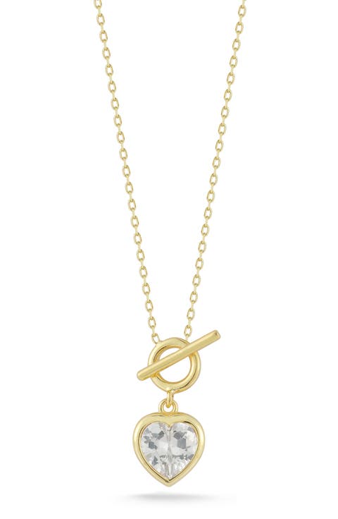 Cubic Zirconia Heart Toggle Pendant Necklace