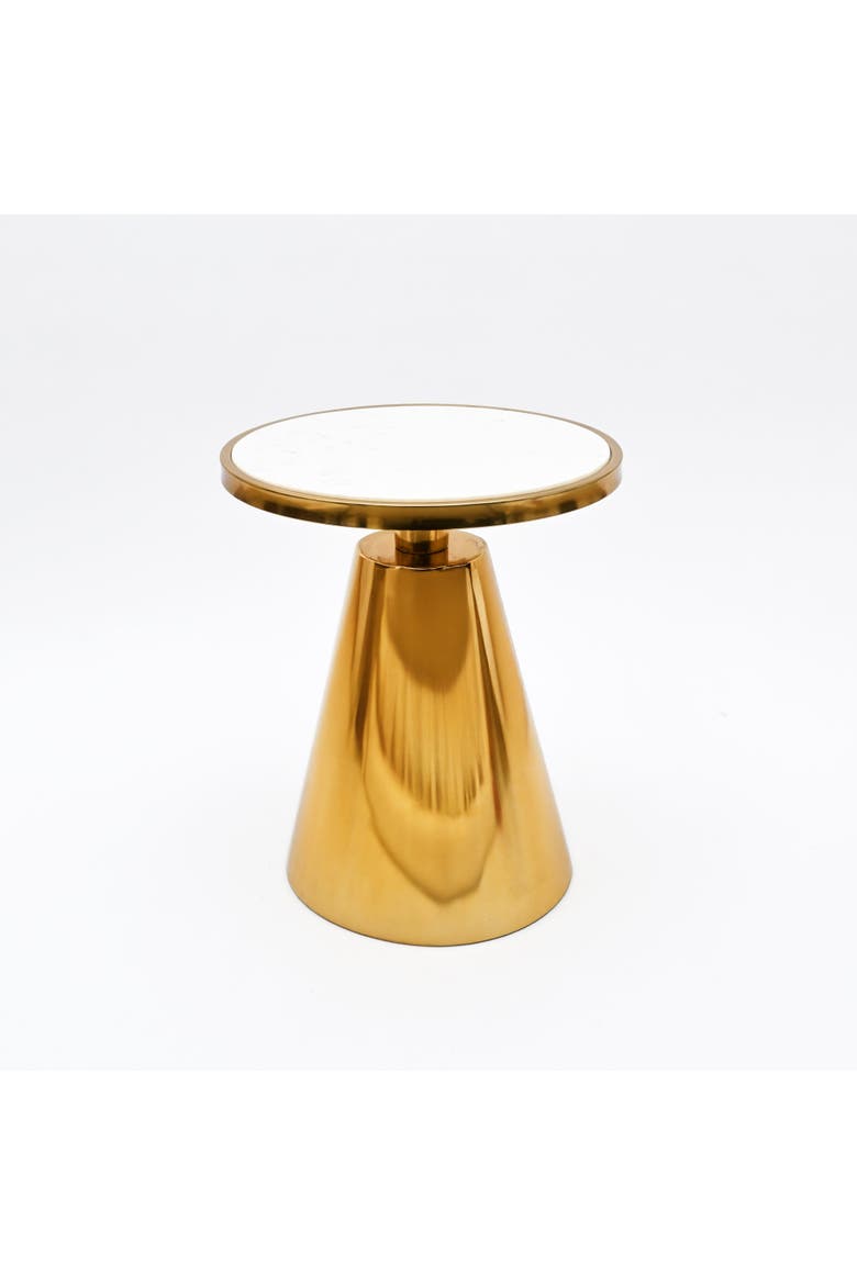 White Marble Side Table Gold Metal Frame Modern End Table Home Decor Accent, Main, color, Gold - 18x18x21.5"