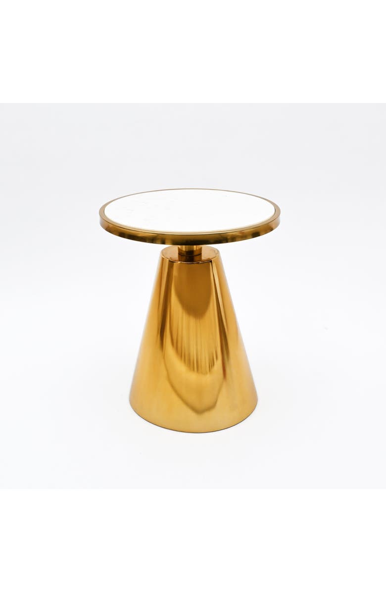 Expo Bazaar White Marble Side Table Gold Metal Frame Modern End Table Home Decor Accent, Main, color, Gold - 18X18x21.5"
