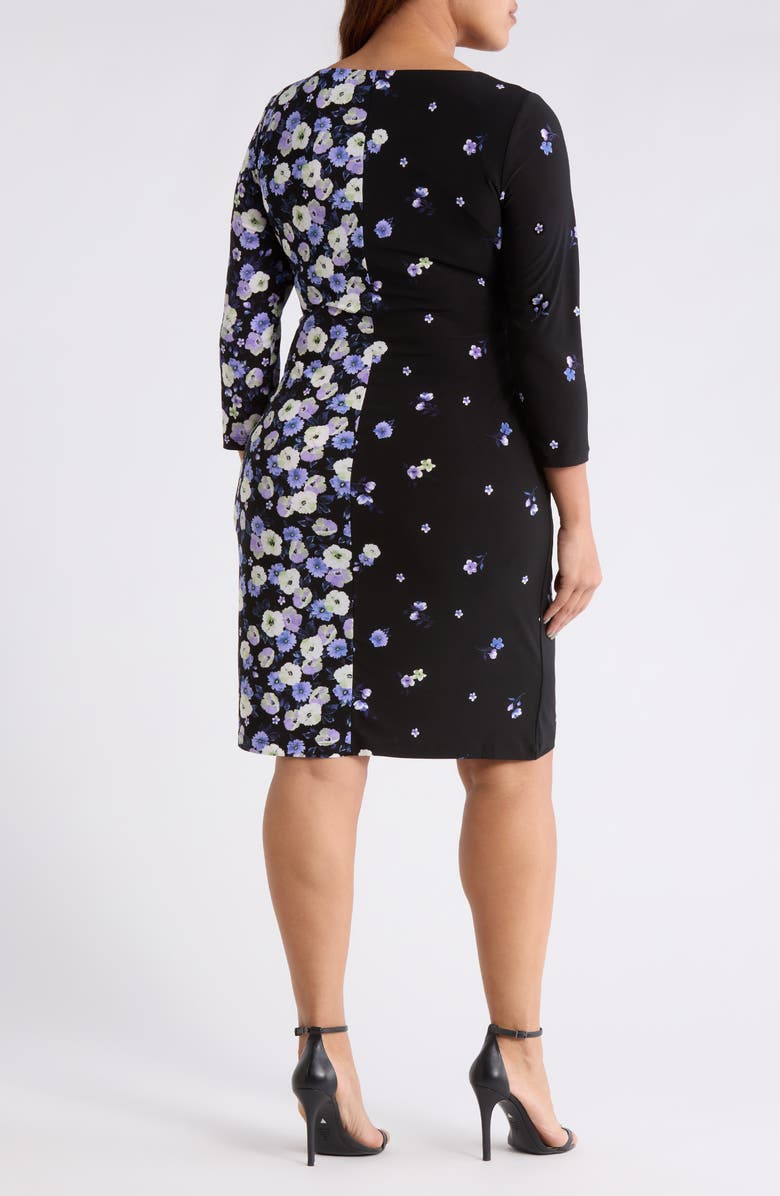 KASPER Floral Print Sheath Dress, Alternate, color, Black Multi