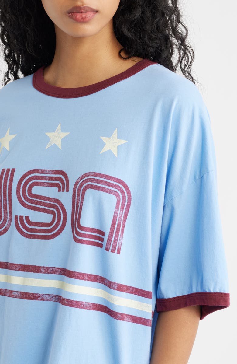 Daydreamer USA World Cup Oversized Graphic Ringer Tee, Alternate, color, Blue Bell Combo