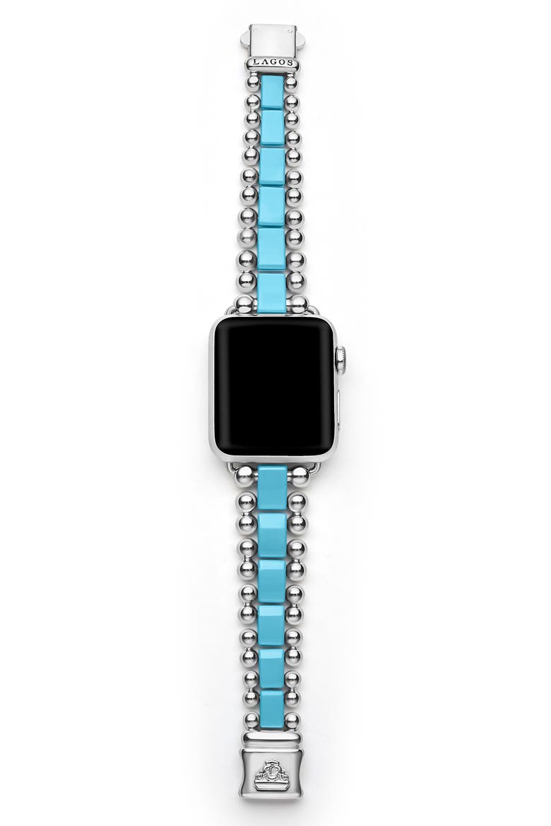 Smart Blue Caviar Ceramic & Stainless Steel 20mm Apple Watch® Watchband, Alternate, color, BLUE CERAMIC