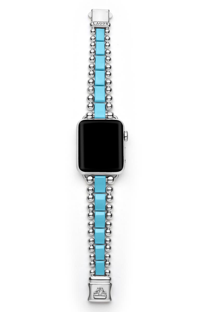 LAGOS Smart Blue Caviar Ceramic & Stainless Steel 20mm Apple Watch<sup>®</sup> Watchband, Alternate, color, 