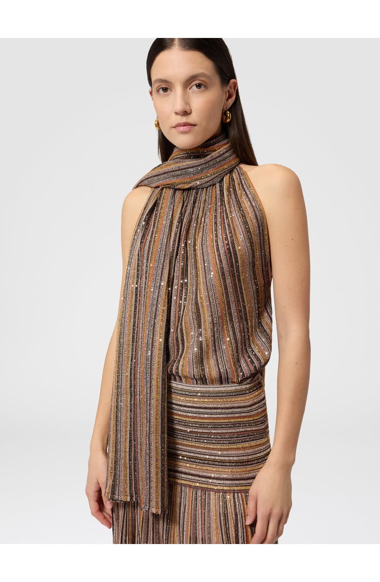 Missoni Ribbed Lamé Viscose Stole With Sequins, Alternate, color, Gold& Beige