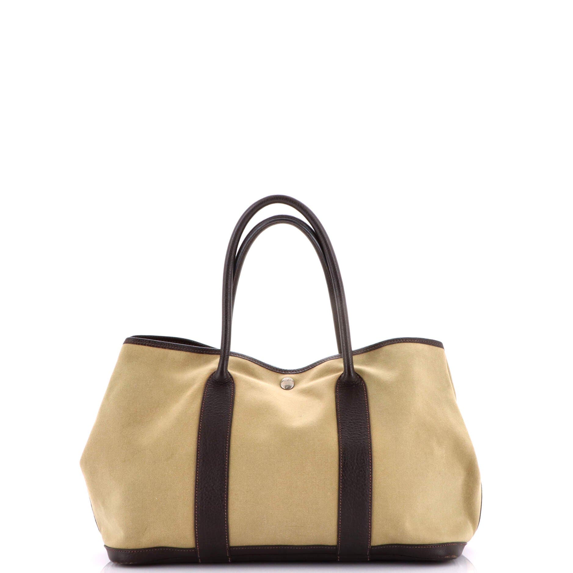 Pre-Owned Hermes Garden Party Tote Toile and Leather 36, Alternate, color, Khaki