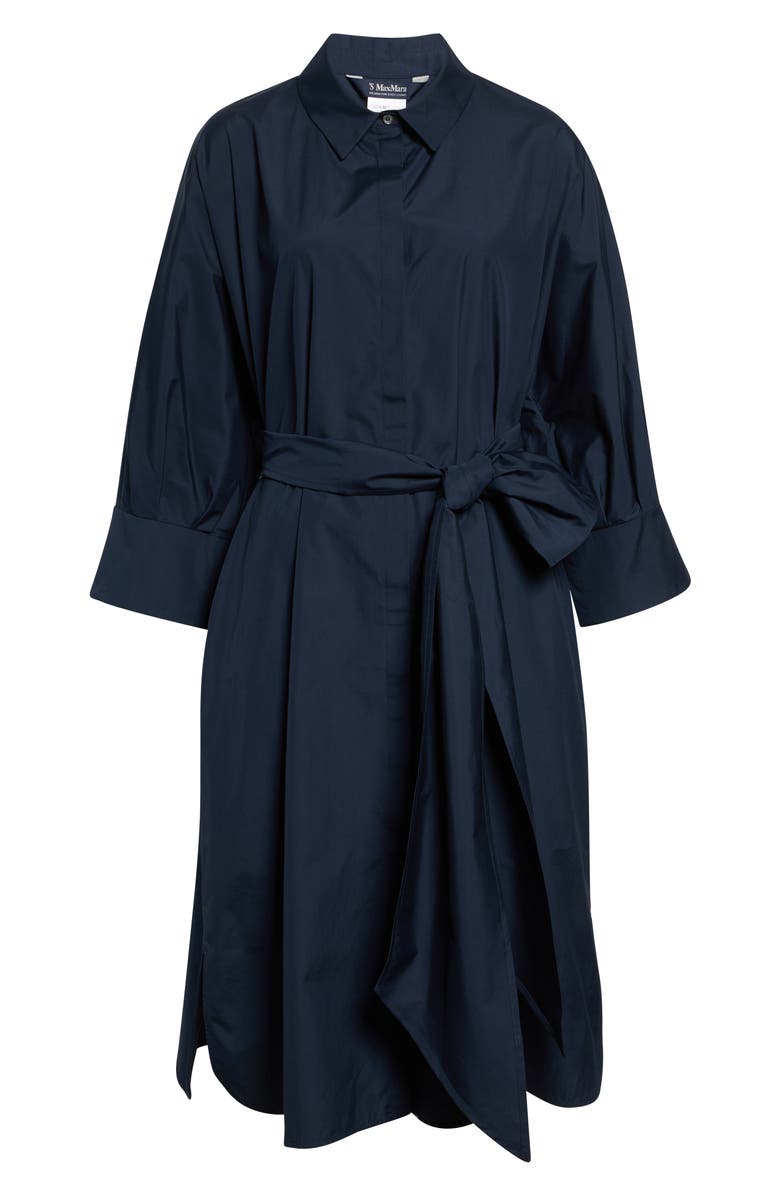 Max Mara Tabata Long Sleeve Cotton Shirtdress, Main, color, Midnight Blue