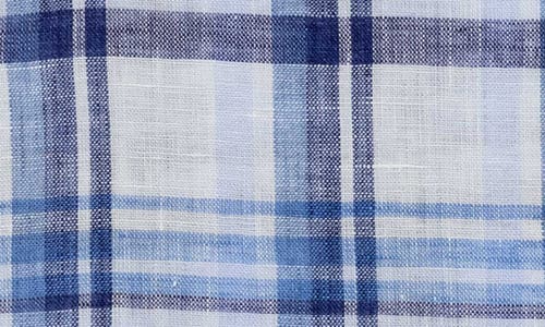 Scott Barber European Plaid Linen Button-up Shirt In Navy