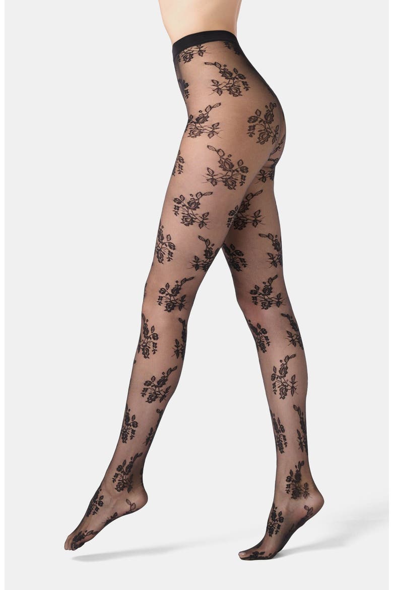 Ethereal Sheer Tights, Main, color, BLACK