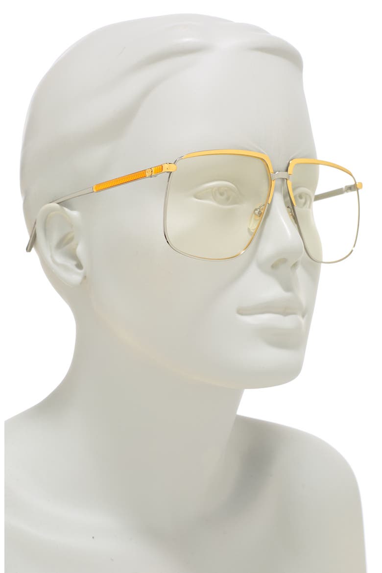 63mm Square Sunglasses, Alternate, color, GOLD SILVER
