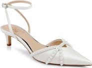 Jewel Badgley Mischka Indra Ankle Strap Pointed Toe Kitten Heel Pump