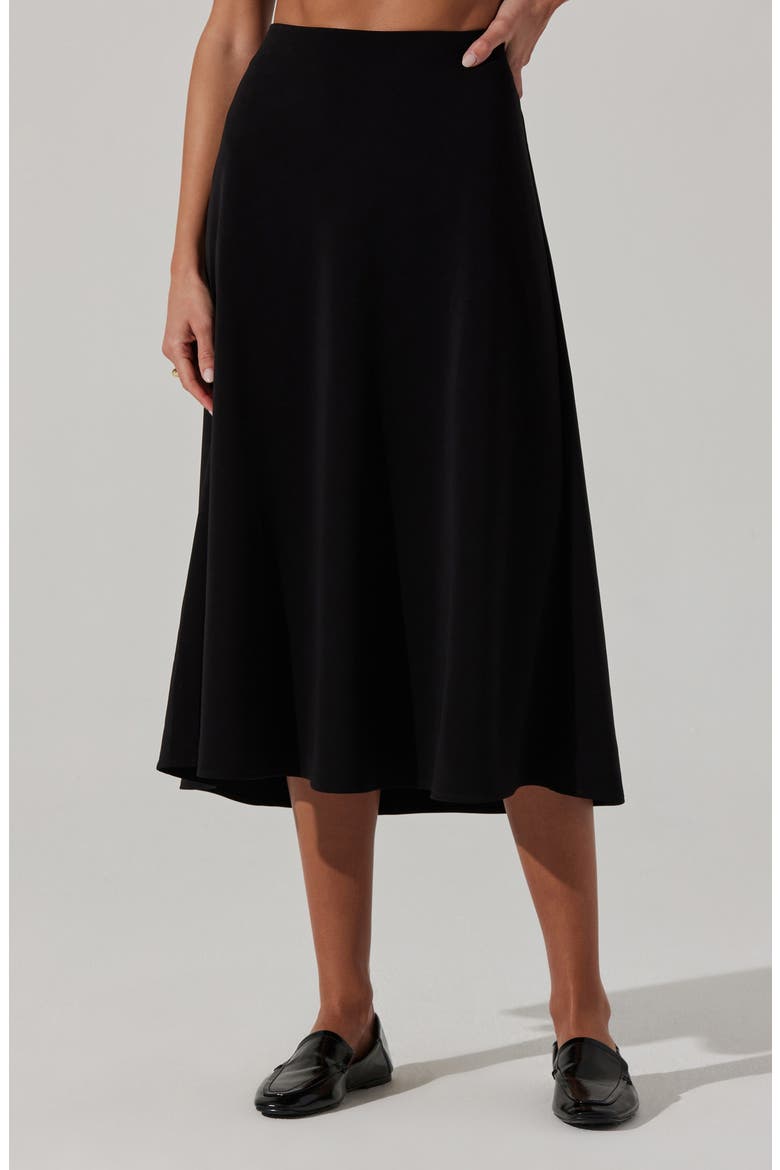 Flared Midi Skirt, Alternate, color, BLACK