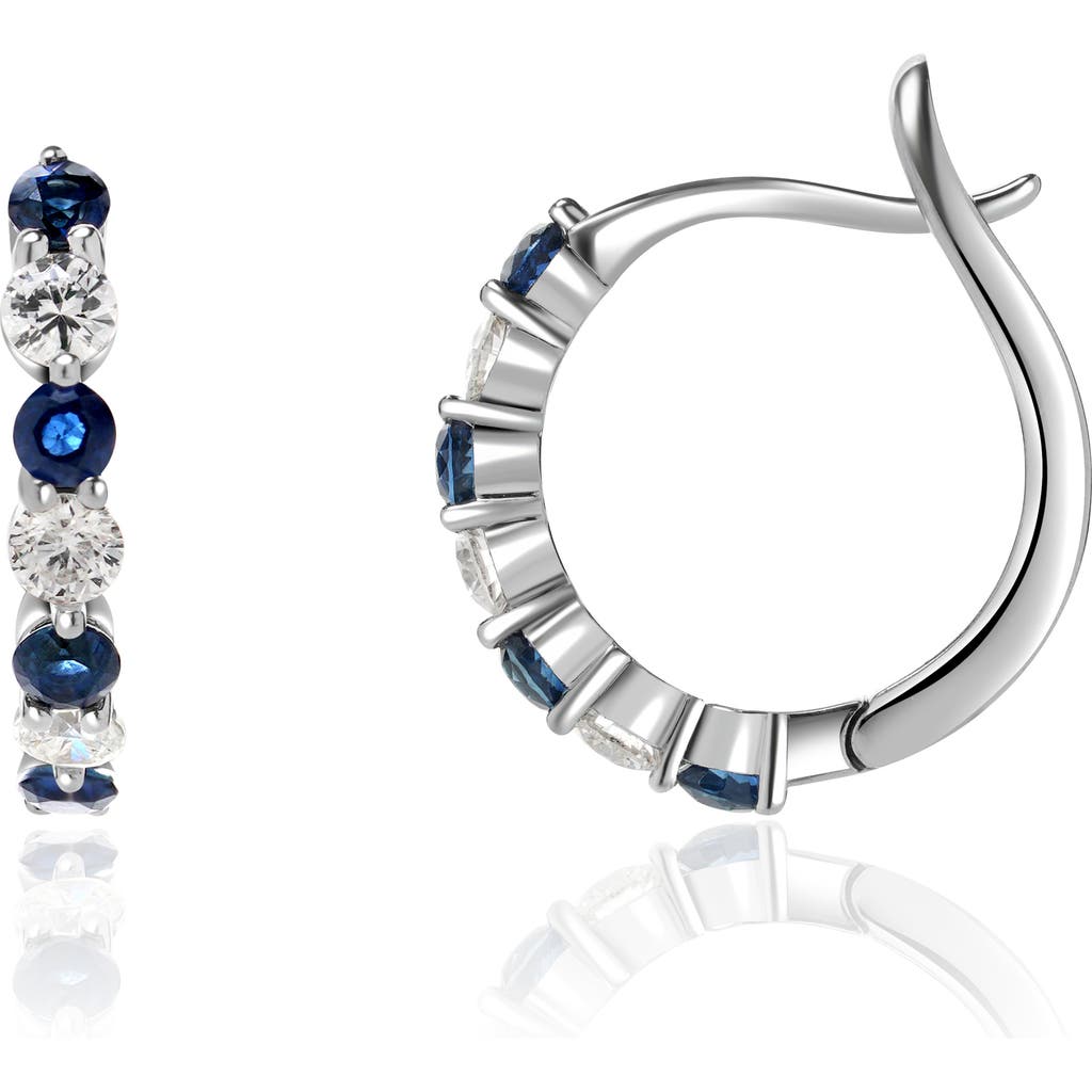 Valani Atelier Sapphire & Diamond Hoop Earrings In 14k White Gold