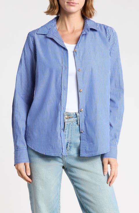 Bentley Stripe Long Sleeve Cotton Button-Up Shirt