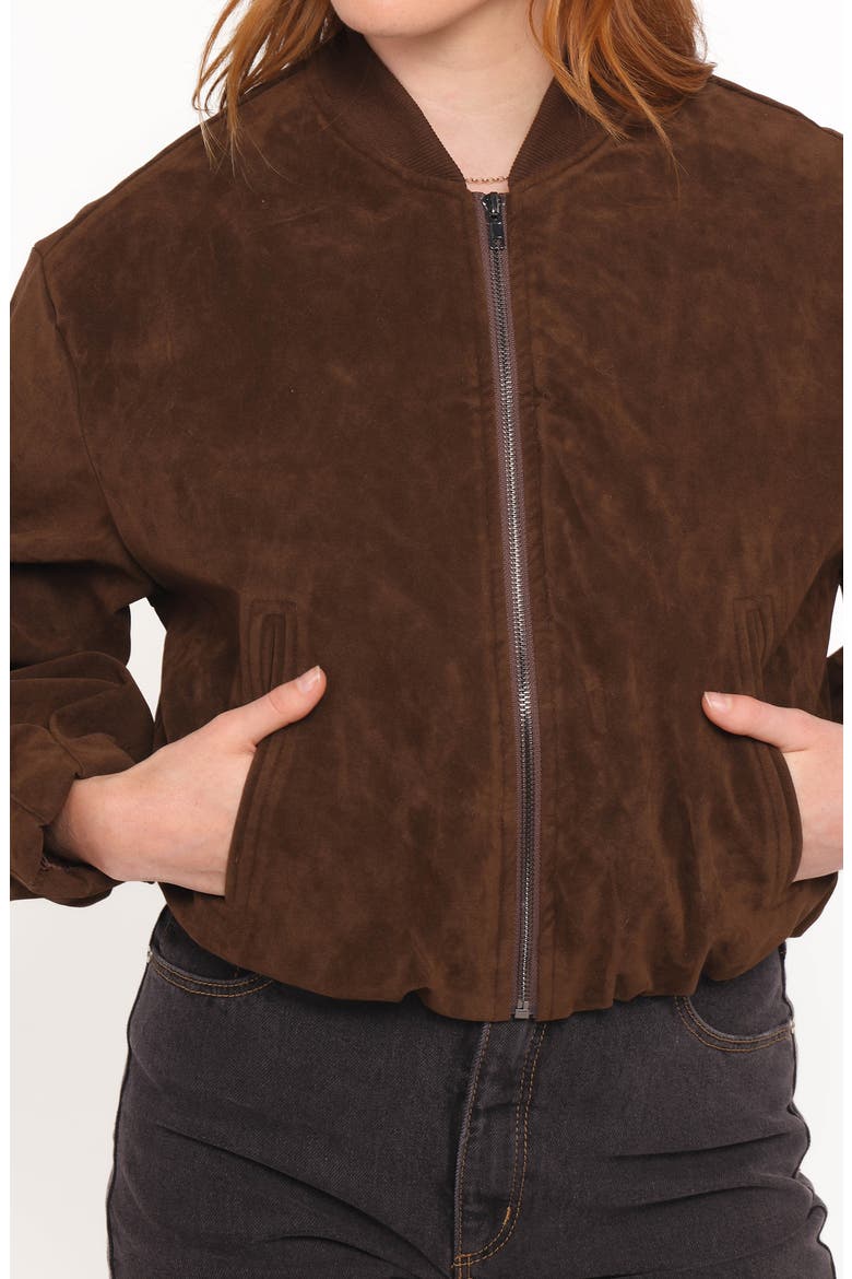 Goldie Faux Suede Bomber Jacket, Alternate, color, BROWN