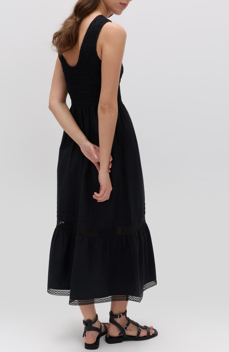 PER UNA BY M&S Smocked Lace Trim Sleeveless Cotton Maxi Dress, Alternate, color, Black