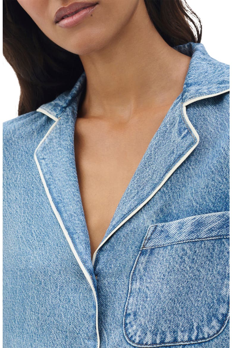 rb Miramar Slink Lounge Trompe L'Oeil Faux Denim Button-Up Shirt, Alternate, color, ZOE