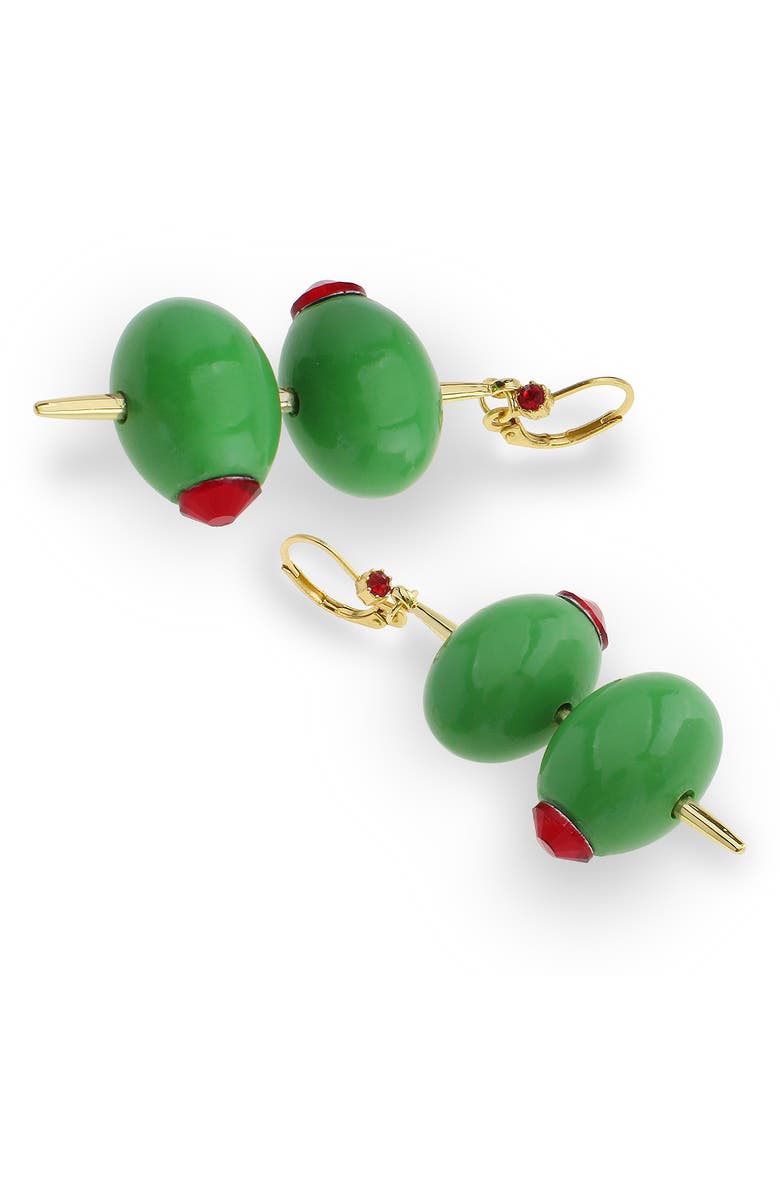 Betsey Johnson Olive Leverback Earrings, Alternate, color, Green
