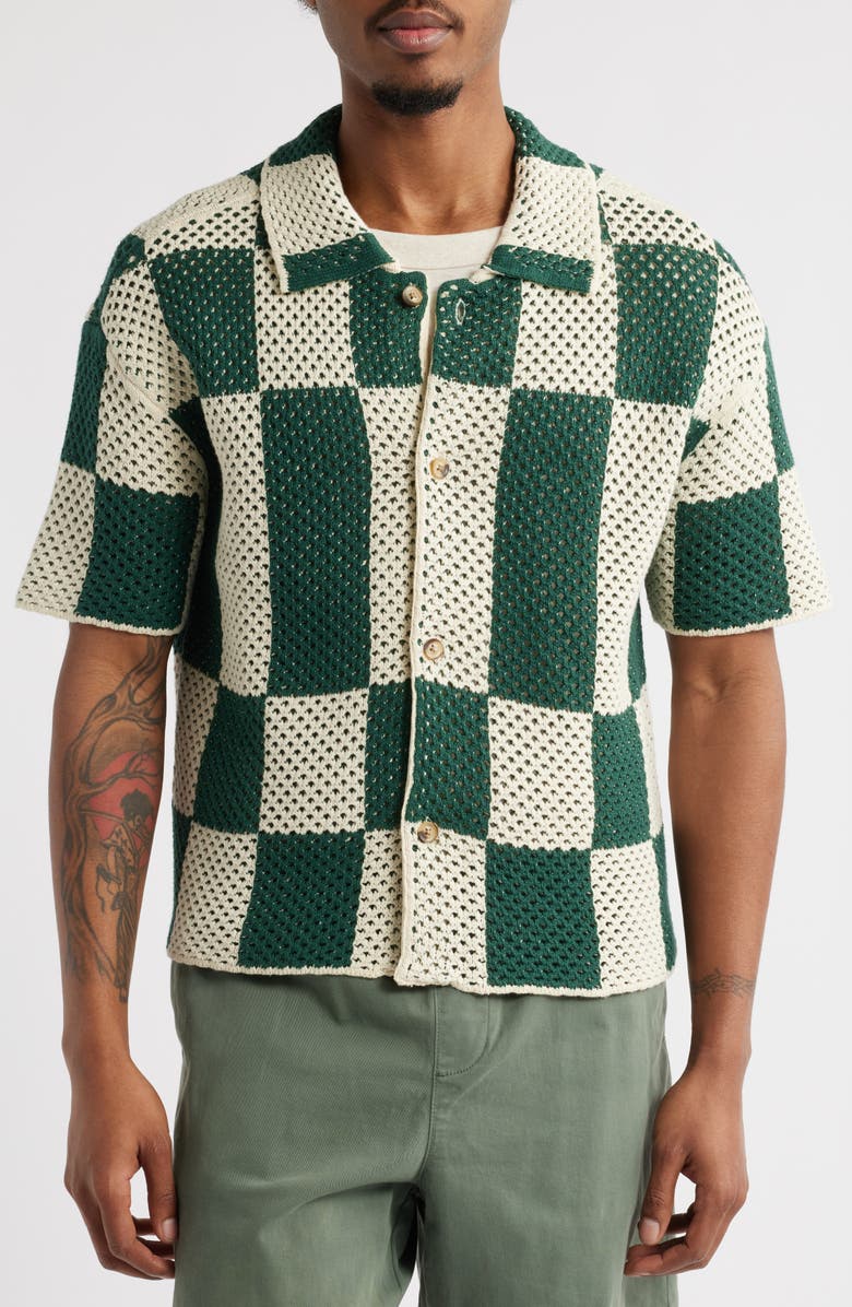 PacSun Spence Knit Short Sleeve Button-Up Shirt, Alternate, color,