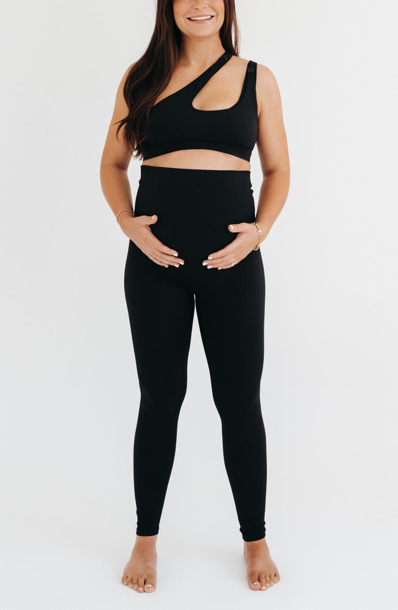 AXK Women's Athletic Maternity Legging with Supportive Belly Band, Main, color, Black