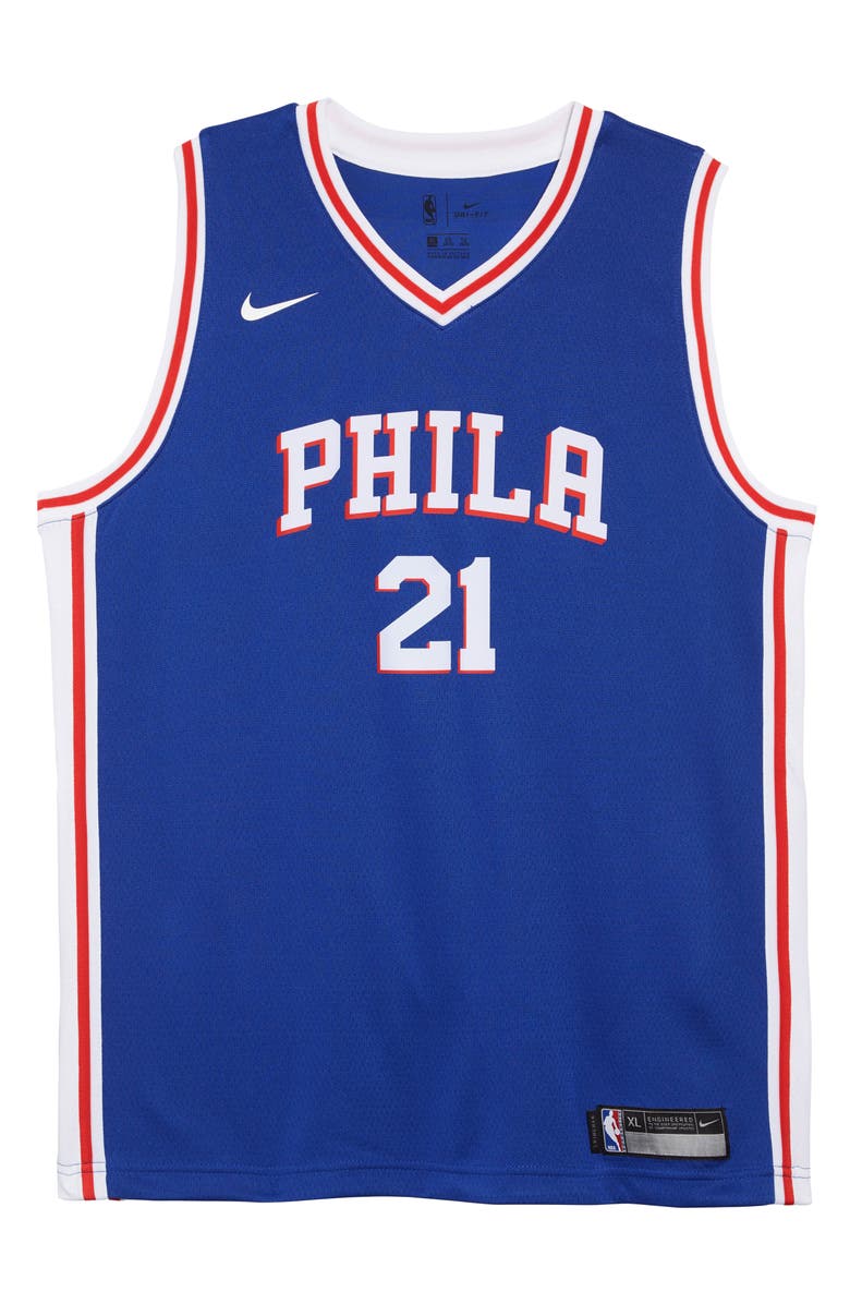 Nike Youth Nike Joel Embiid Royal Philadelphia 76ers Swingman Jersey - Icon Edition, Main, color, 