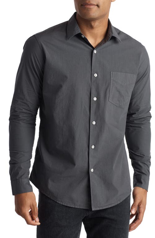 Rowan Everett Cotton Poplin Button-Up Shirt in Faded Black  product