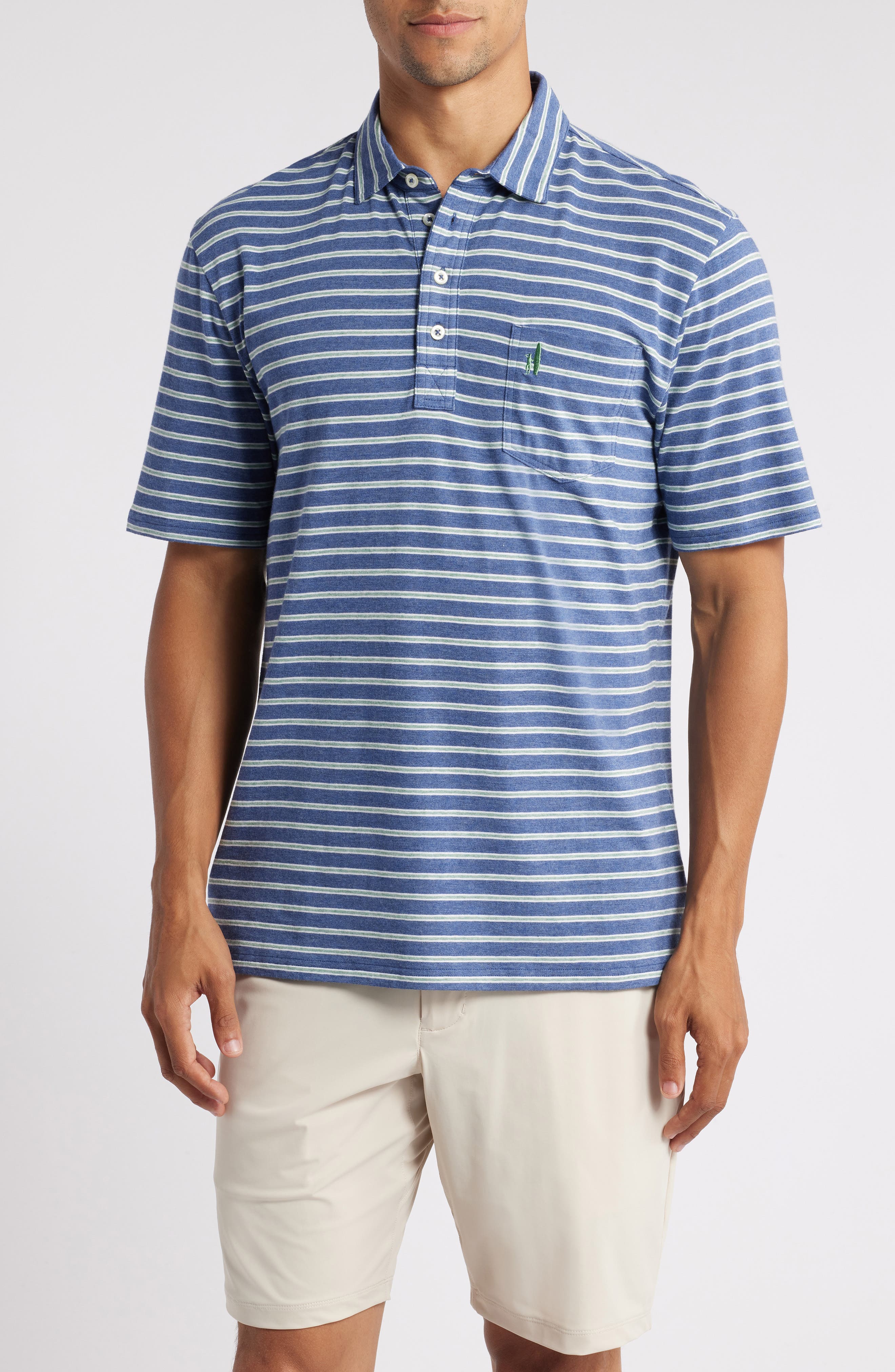 johnnie-O Matthis Stripe Pocket Polo in Aspen 