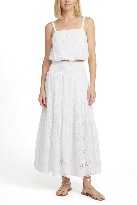 Dani Eyelet Embroidered Bubble Crop Top