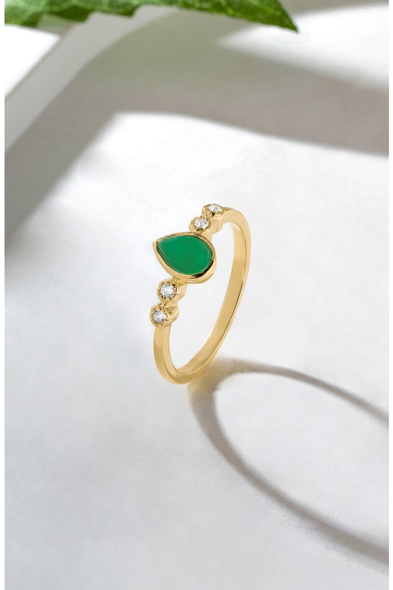 Pear Gemstone Ring, Alternate, color, GREEN