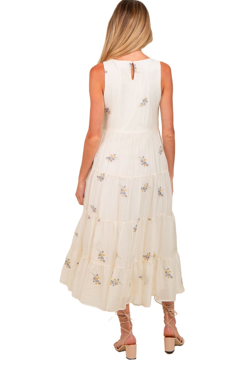 PinkBlush Ditsy Floral Embroidered V Neck Tiered Dress, Alternate, color, Lavender