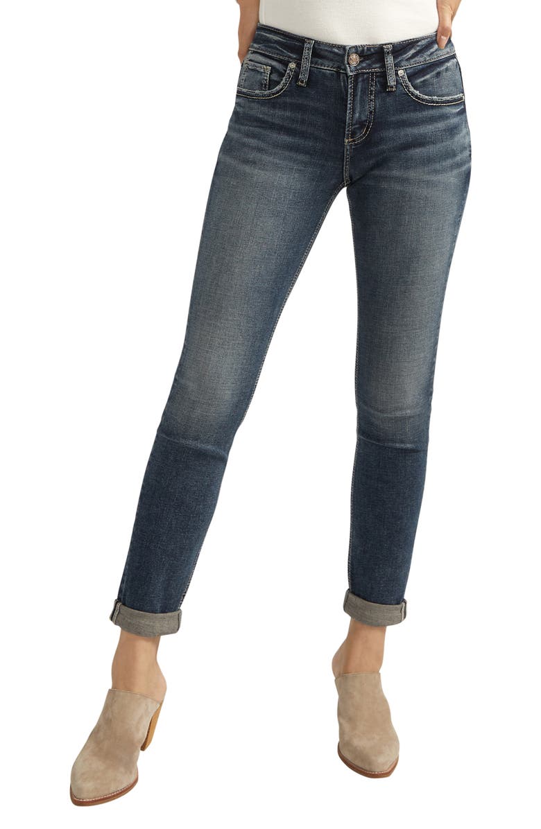 Silver Jeans Co. Girlfriend Slim Leg Jeans, Main, color, 