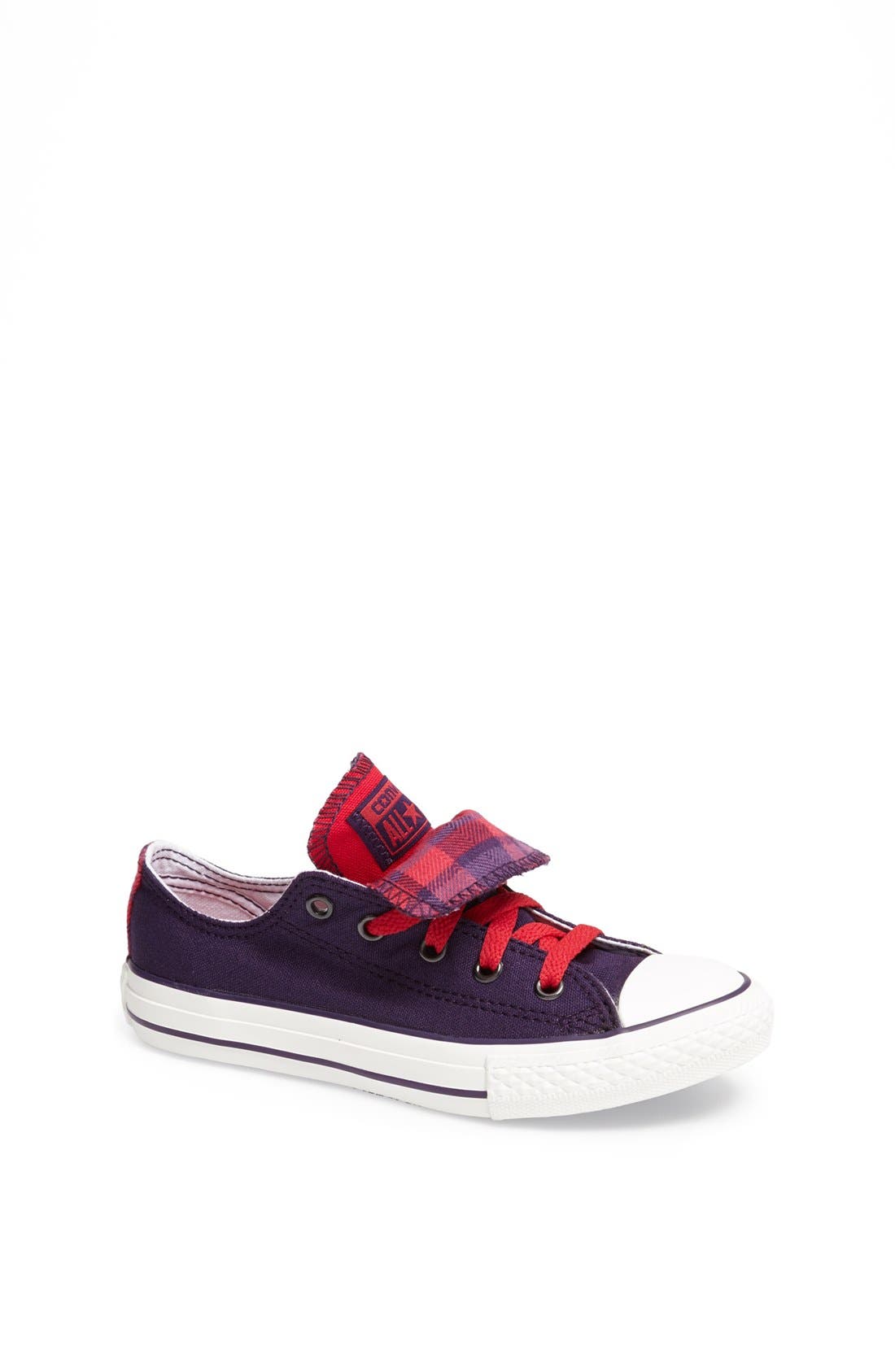 Chuck Taylor® All Star® Double Tongue Sneaker, Main, color, GRAPE/ PLAID