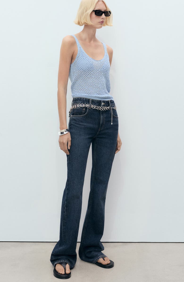 MANGO Rhinestone Detail Open Stitch Knit Tank, Alternate, color,