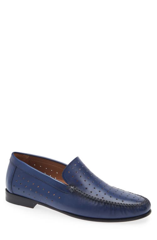 Mezlan Perforated Moc Toe Loafer In Blue