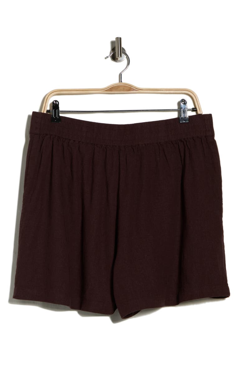 Linen Blend Shorts, Alternate, color, CHOCOLATE