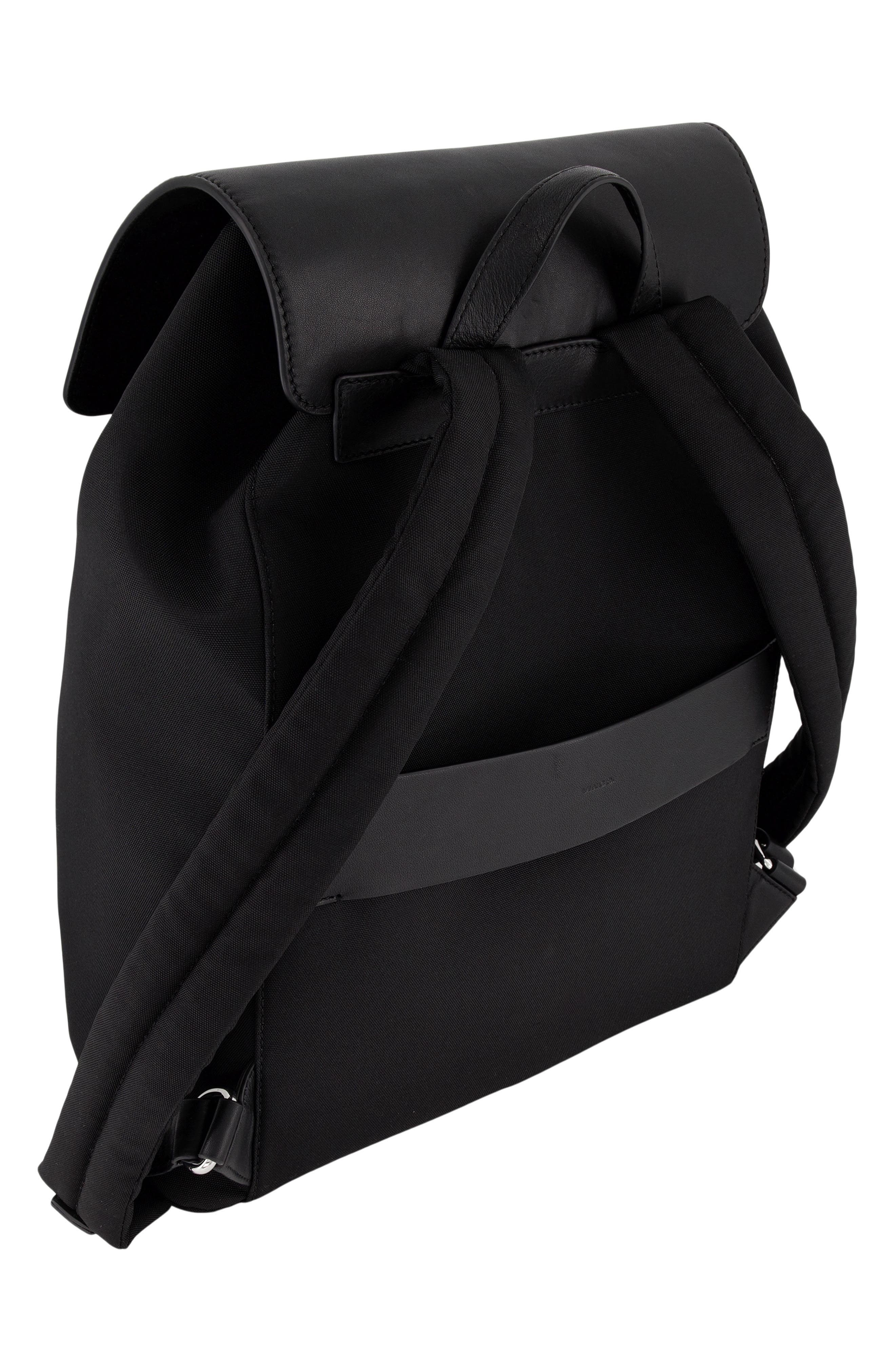Vince Drayton Leather 
Nylon Flap Backpack, Alternate, color, Black